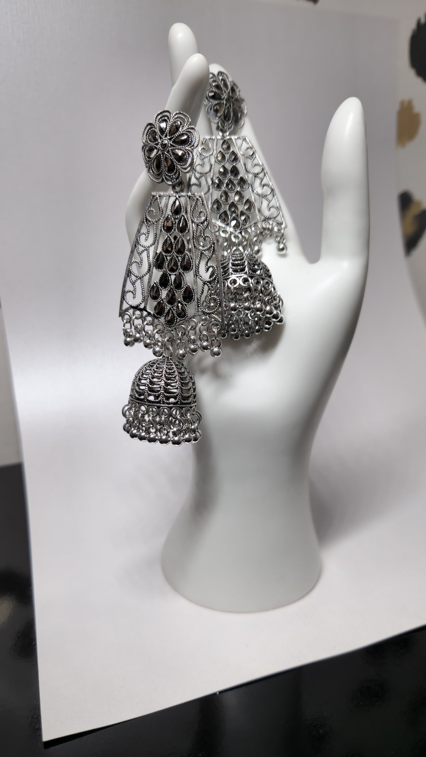 Regal Handcrafted Oxidised Chandelier Earrings