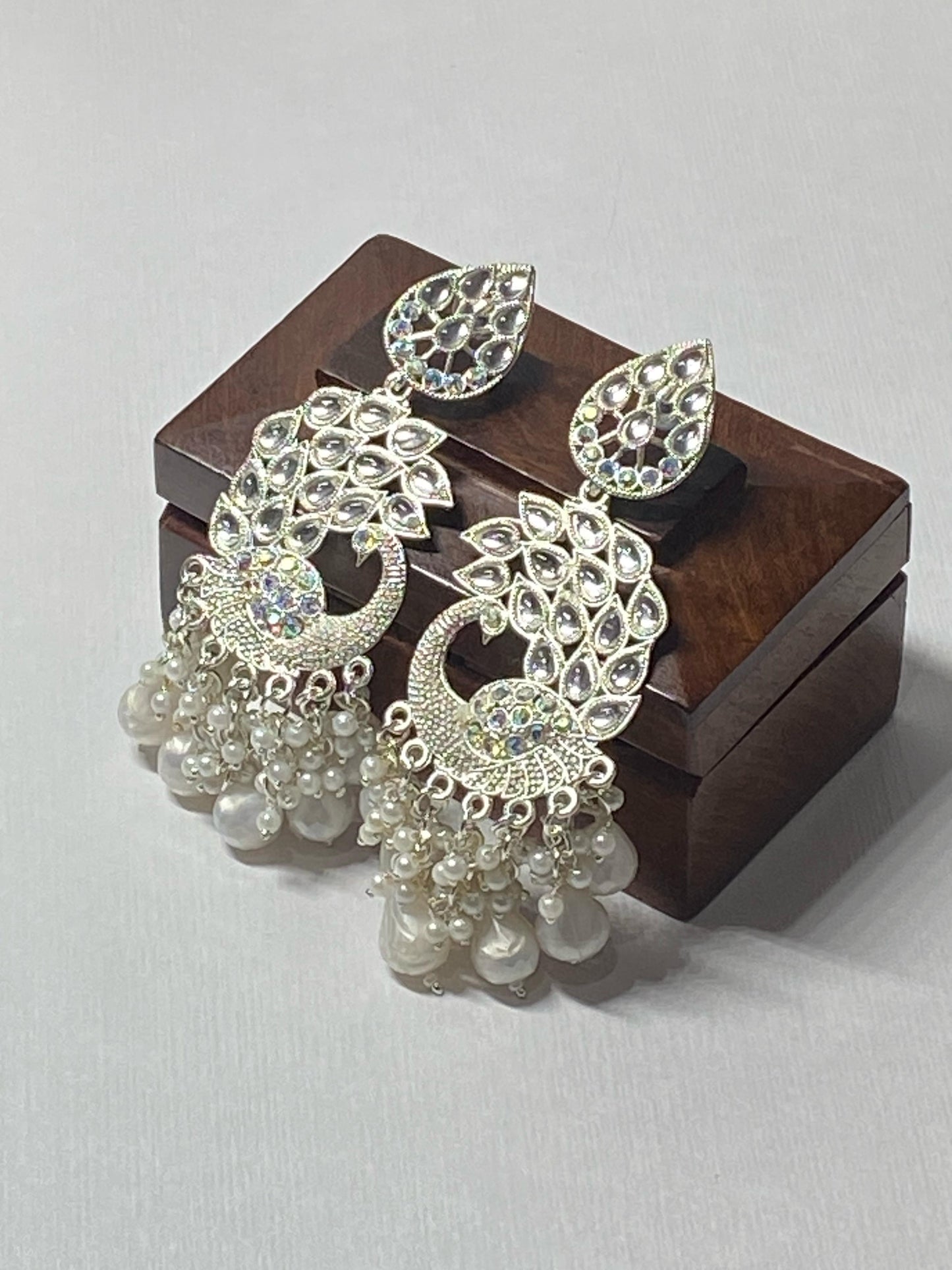 Handcrafted Long Dangle Earrings with Pearls – Indian Ethnic Elegance