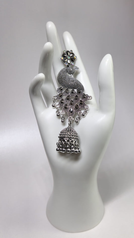 Handcrafted Oxidised Peacock Dangle Earrings