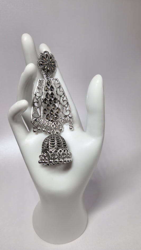 Regal Handcrafted Oxidised Chandelier Earrings