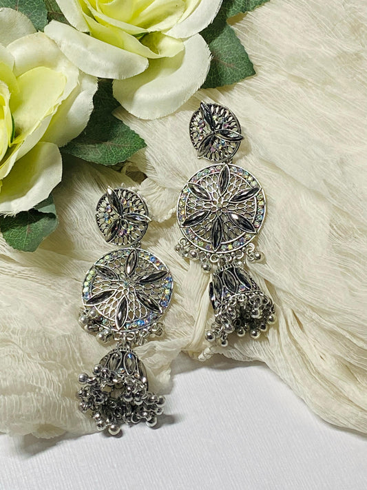 Timeless Handcrafted Long Oxidised Jhumka Earrings